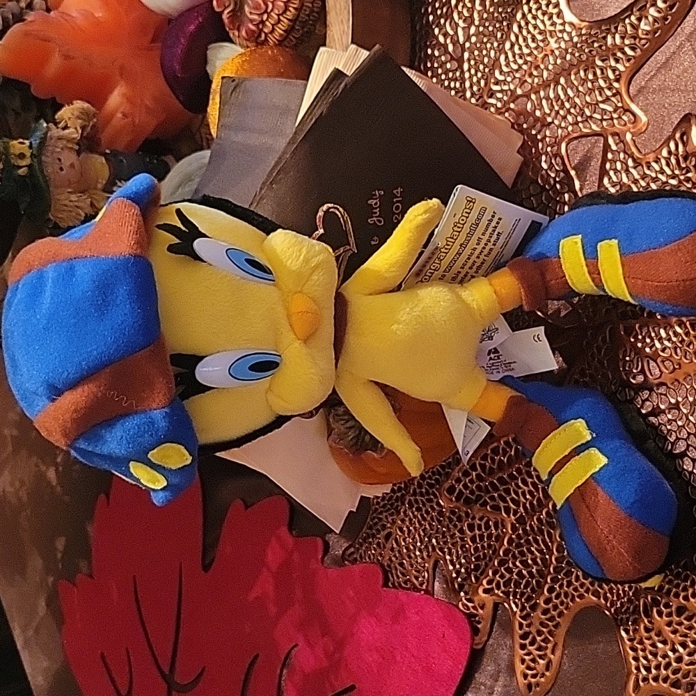 Tweety Bird Plush Toy with Blue and Brown Hat